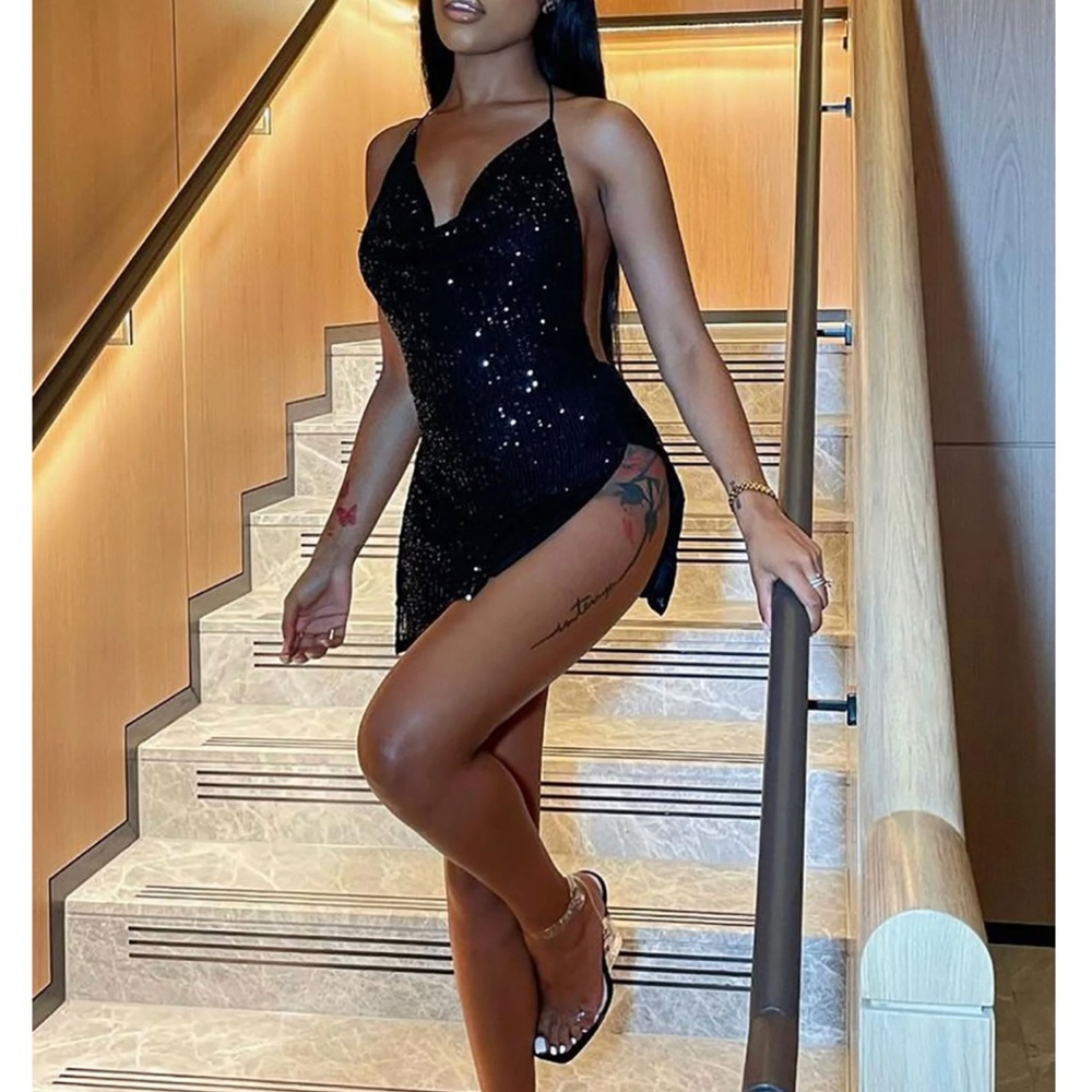 fashion nova mini black sequin dress 🖤
